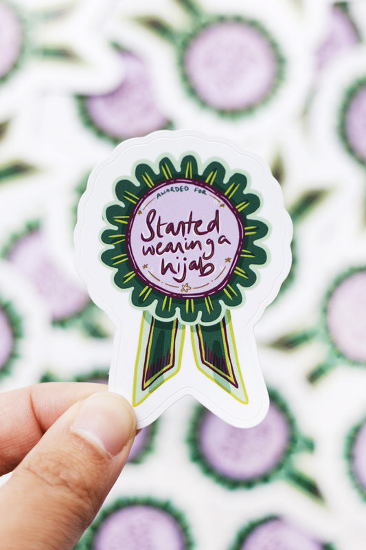 “Started Wearing a Hijab” Ribbon Sticker – Celebrate This Beautiful Milestone