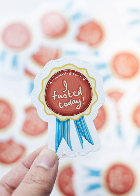“I Fasted Today” Illustrated Ribbon Sticker – Celebrate Your Spiritual Wins!